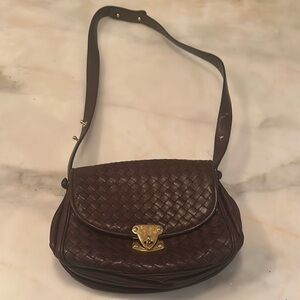 Bottega Veneta Dark Brown Woven Crossbody Bag vintage but excellent condition